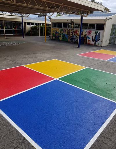 Coloured Four Square court markings